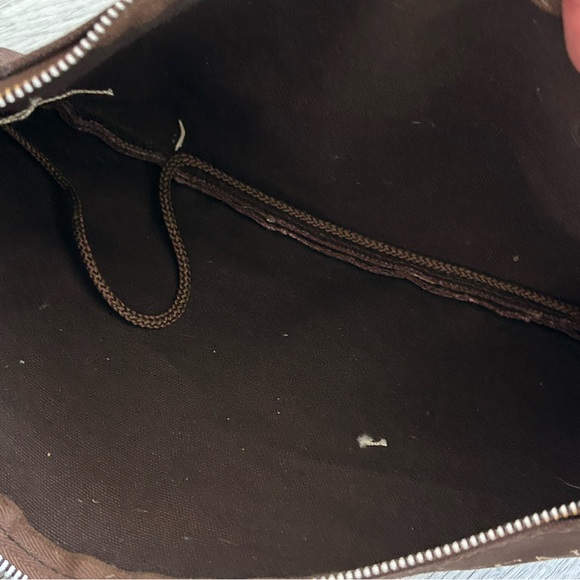 Brown Designer Name Print Large Cosmetic Bag - Picture 6 of 7